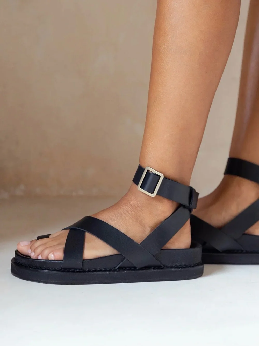 Liberté Bronte Sandals. Ankle-Strap Crossband